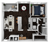 A2 - 984sf Floor Plan A2 - 984sf Floor Plan at Artesia Big Creek, Georgia, 30005